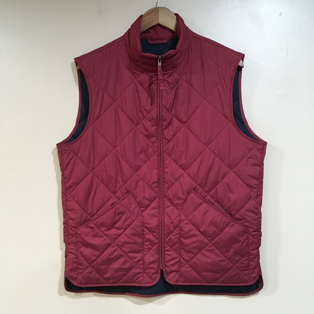 J.Crew Quilted Sussex Vest Mens M Burgundy Red Classic Preppy Outdoor Heritage